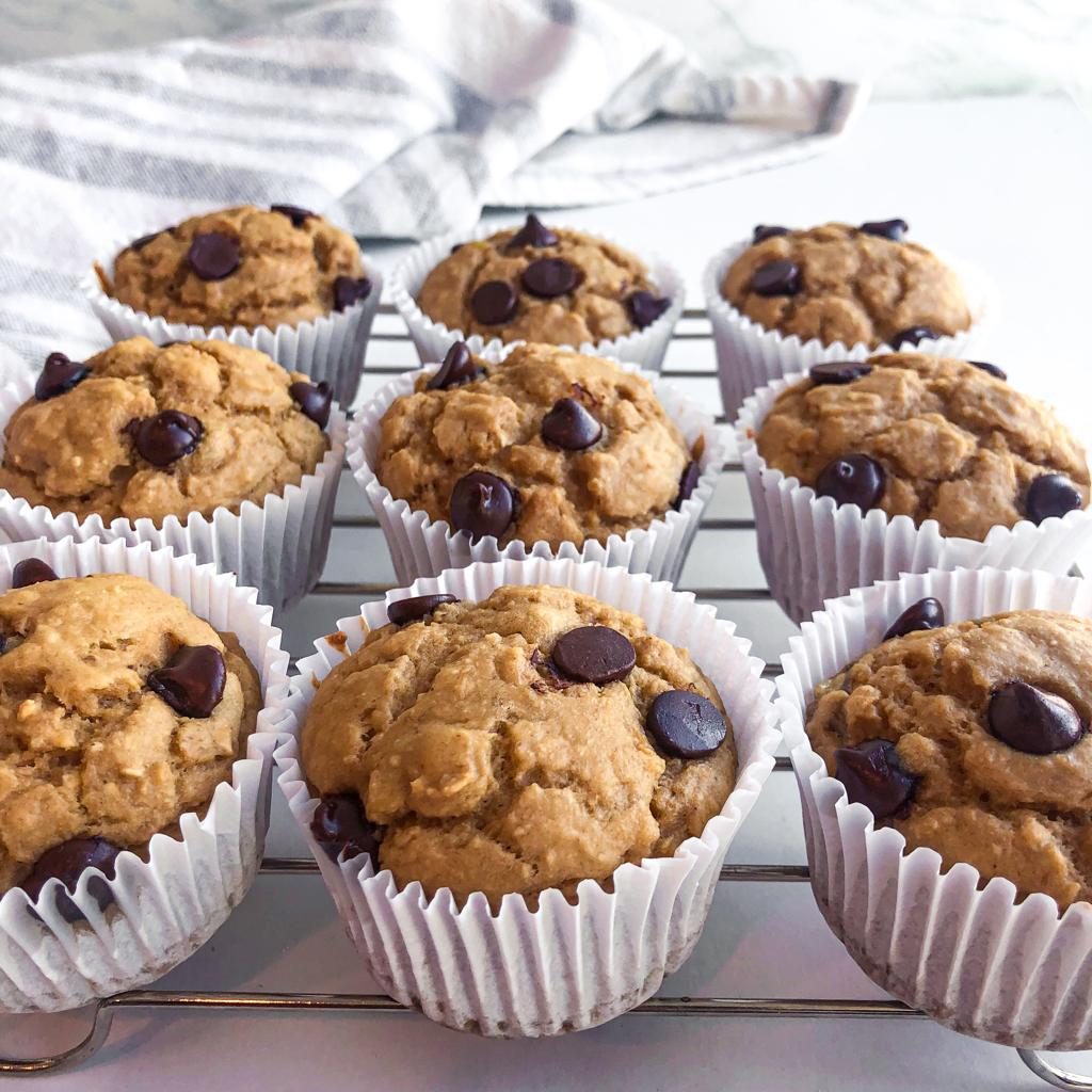 Healthy blender muffins on cooling rack