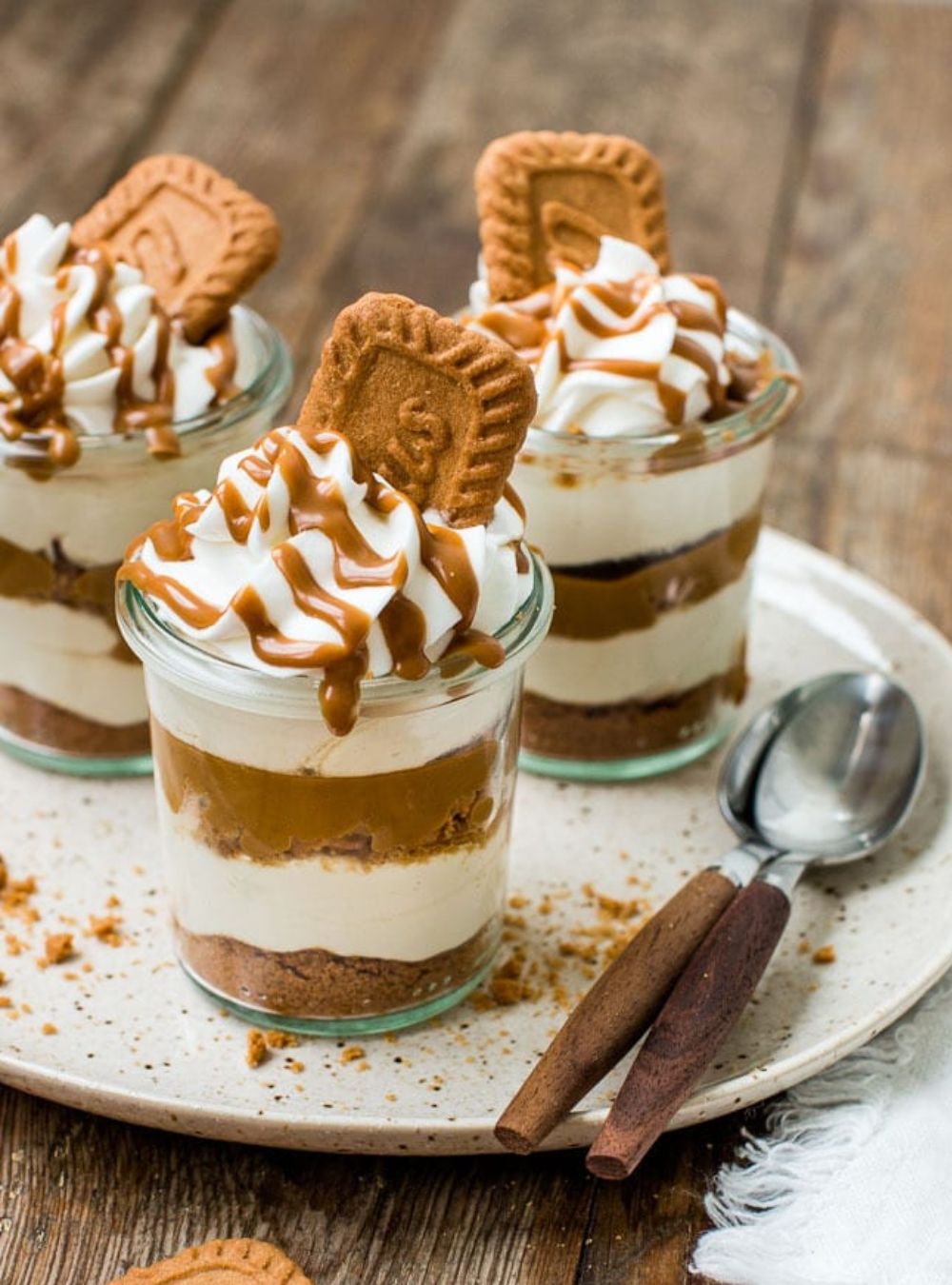 No-Bake Desserts-Individual No-Bake Lotus Biscoff Cheesecake