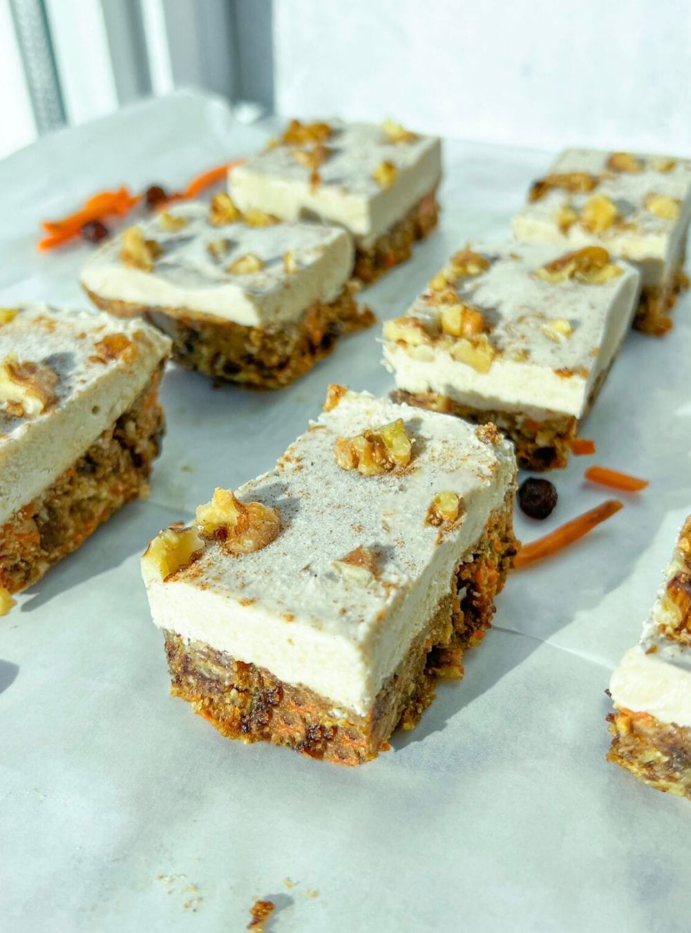 No-Bake Desserts-Healthy No Bake Carrot Cake Bars (Vegan, Gluten-Free)