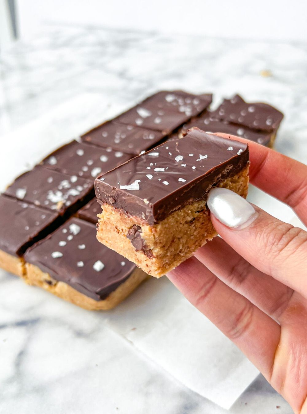 No-Bake Desserts-Healthy No Bake Cookie Dough Bars (Gluten-Free, Vegan)
